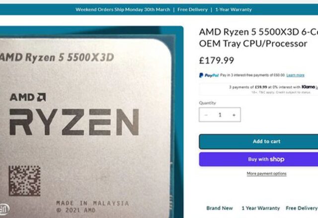Ryzen 5 5500X3D bất ngờ có hàng tại Anh: lựa chọn X3D giá thấp cho AM4